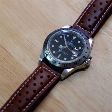 rolex explorer ii on a leather band|rolex explorer 2 curved end strap.